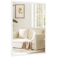 HOMCOM 22" x 30" Bathroom Mirror for Wall, Rectangular Mirror for Living Room, Bedroom, Entryway, White(m-2)