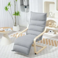 HOMCOM Accent Chair, Velvet Upholstered Living Room Chair with Footrest, Wood Frame, Light Grey(m-5)