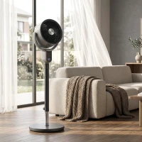 HOMCOM 20dB Standing Fan for Bedroom, 70°+90° Auto Oscillating Fan with 8 Speeds, Remote Control, 12H Timer, Adjustable Height(m-10)