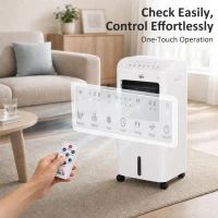 HOMCOM Cooling Fan for Bedroom with Ice Pack, Tower Fan with Remote Control, 3 Modes, 3 Speeds, 7.5H Timer, White(m-10)