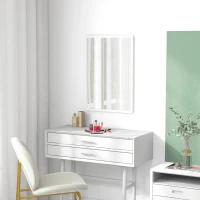 HOMCOM 20" x 28" Bathroom Mirror for Wall, Rectangular Mirror for Living Room, Bedroom, Entryway, White(m-1)