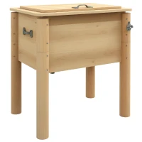 Outsunny 54-Qt Wooden Patio Cooler, Outdoor Cooler Table with Bottle Opener and 3 Handles, Natural(m-11)