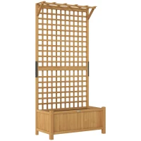 OutsunnyWood Planter with Trellis for Vine Climbing, Raised Garden Bed, Privacy Screen for Backyard, Patio, Yellow(m-1)