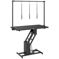 PawHut 43" L Hydraulic Dog Grooming Table, Z-Lift Height Adjustable Pet Grooming Table with Noose and Non-Slip Tabletop(m-2)