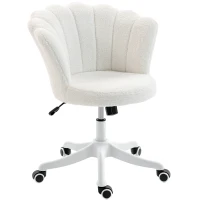 HOMCOM Office Chair, Armless Swivel Desk Chair with Adjustable Height, Backrest, Tilt Function for Office, Vanity, Cream White(m-11)
