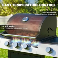 Outsunny 3 Burner Propane Gas Grill with Side Burner, 36,000 BTU BBQ Grill with Cast Iron Grates, Wheels, Warming Rack, Cabinet(m-6)