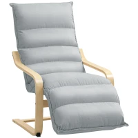 HOMCOM Accent Chair, Velvet Upholstered Living Room Chair with Footrest, Wood Frame, Light Grey(m-11)
