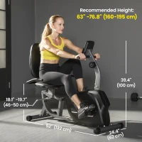 Soozier Recumbent Exercise Bike with 8-Level Magnetic Resistance, LCD Monitor, Heart Rate Handle and Adjustable Seat(m-3)