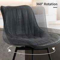 HOMCOM Set of 2 Counter Height Barstools, PU Leather Upholstered Bar Stools with Backrest, Footrest and Steel Legs, Black(m-5)