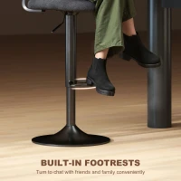 HOMCOM Bar Stools Set of 2, Modern Swivel Counter Height Barstools with Footrest and Hollow Backrest, Black(m-9)