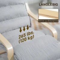 HOMCOM Accent Chair, Velvet Upholstered Living Room Chair with Footrest, Wood Frame, Light Grey(m-7)