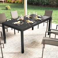 Outsunny Expandable Patio Dining Table for 8-10 People, 60.6"/84.3" Aluminum Outdoor Dining Table with Adjustable Foot Pads(m-9)