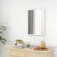 HOMCOM 20" x 28" Bathroom Mirror for Wall, Rectangular Mirror for Living Room, Bedroom, Entryway, White(m-8)