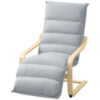 HOMCOM Accent Chair, Velvet Upholstered Living Room Chair with Footrest, Wood Frame, Light Grey(m-2)