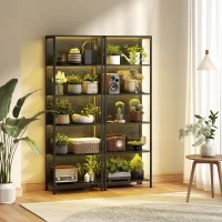 HOMCOM 5-Tier Bookshelf, Freestanding Bookcase with LED Lights and Metal Frame for Living Room, Bedroom, Home Office, Black(m-10)