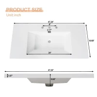 Single Sink Wall-Mounted Bathroom Vanity with SMC Top, Stylish Bathroom Cabinet with U-Shaped Drawers, 47'' L x 19.5'' W x 23.5'' H, Wood(m-4)