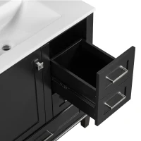 Modern Bathroom Vanity Sink Combo with Solid Wood Frame, Free-Standing Cabinet for Contemporary Bathrooms, 30'' L x 18.5'' W x 34'' H, Black(m-11)