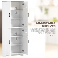 HOMCOM 67" 4-Door Kitchen Pantry Cabinet, Freestanding Storage Cabinet Cupboard with Adjustable Shelves, White(m-5)