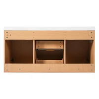 Double Sink Bathroom Vanity with Soft-Close Doors, Wall-Mounted Floating Cabinet with Divided Drawers, 47'' L x 19.5'' W x 23.5'' H, Wood(m-15)