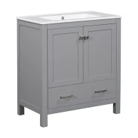 Tall Bathroom Storage Cabinet with 2 Drawers and Adjustable Shelves, Space-Saving Storage Vanity for Neat Space, 17.5'' L x 14'' W x 63'' H, Black(m-15)