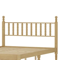 Queen Size Wood Platform Bed with Retro Gourd-Shaped Headboard, Solid Bed Frame for Eclectic Bedrooms, 84.5'' L x 63.5'' W x 45'' H, Natural(m-8)