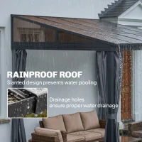 Outsunny 10' x 13' Outdoor Hardtop Pergola Gazebo with Polycarbonate Roof, UV Protection Sun Shelter with Curtains for Garden, Patio and Outdoor Events(m-5)