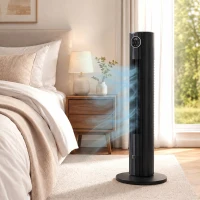 HOMCOM 28dB Tower Fan with 12 Speeds and 4 Modes, Standing Floor Fan with 80° Oscillating, 12H Timer, Black(m-9)
