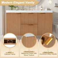 Single Sink Bathroom Vanity with SMC Integrated Sink, Wall-Mounted Floating Cabinet for Contemporary Homes, 42'' L x 19.5'' W x 23.5'' H, Wood(m-8)