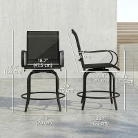 Outsunny Outdoor Bar Stools Set of 2, 360° Swivel Bar Height Chairs, 26.8" x 29.5" x 48.4", Black(m-3)