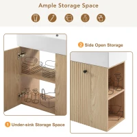 Modern Wall-Mounted Bathroom Vanity with Ceramic Basin, Space-Saving Floating Cabinet for Compact Bathrooms, 21.5'' L x 12'' W x 26.5'' H, Wood(m-6)