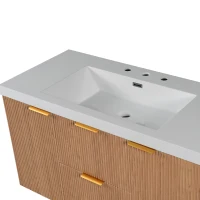 Single Sink Bathroom Vanity with SMC Integrated Sink, Wall-Mounted Floating Cabinet for Contemporary Homes, 42'' L x 19.5'' W x 23.5'' H, Wood(m-12)