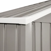 Outsunny 11' x 13' Practical Backyard Garden Storage Tool Shed Double Sliding Door 4 Ventilation Slots, Light Grey(m-15)