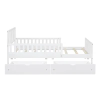 Twin Wood Platform Bed with 2 Under-Bed Storage Drawers, Solid Bed Frame for Children or Restless Sleepers, 77.5'' L x 42'' W x 34.5'' H, White(m-2)
