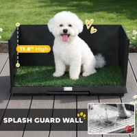 PawHut Dog Grass Pad with High Walls and Tray, Indoor Potty Tray for Puppy Training, Pee Pad Holder with Artificial Grass(m-4)
