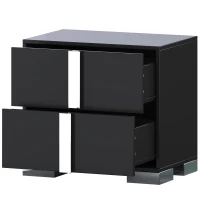 Elegant Black Nightstand with 2 Smooth-Glide Drawers, Durable Beside Table for Bedroom & Compact Apartments, 23.5'' L x 15.5'' W x 21.5'' H, Black(m-6)