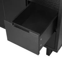 Stylish Bathroom Vanity with 2 Doors & 6 Hidden Soft-Close Drawers, Elegant Vanity Cabinet with SMC Resin Sink, 47'' L x 19.5'' W x 34'' H, Black(m-11)
