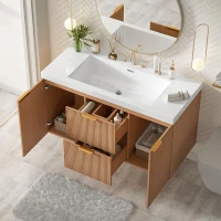 Single Sink Bathroom Vanity with SMC Integrated Sink, Wall-Mounted Floating Cabinet for Contemporary Homes, 42'' L x 19.5'' W x 23.5'' H, Wood(m-11)