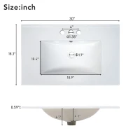 Free-Standing Bathroom Vanity with Ceramic Sink Combo, Modern Cabinet with Solid Wood Frame, 30'' L x 18.5'' W x 34'' H, Blue(m-4)