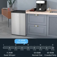 HOMCOM Upright Freezer, 3 Cu.Ft Mini Freezer with Reversible Single Door, Adjustable Thermostat for Home, Dorm, Silver(m-9)