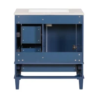 Free-Standing Bathroom Vanity with Ceramic Sink Combo, Modern Cabinet with Solid Wood Frame, 30'' L x 18.5'' W x 34'' H, Blue(m-12)