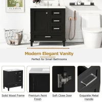 Modern Bathroom Vanity Sink Combo with Solid Wood Frame, Free-Standing Cabinet for Contemporary Bathrooms, 30'' L x 18.5'' W x 34'' H, Black(m-7)