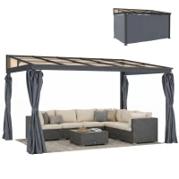Outsunny 10' x 13' Outdoor Hardtop Pergola Gazebo with Polycarbonate Roof, UV Protection Sun Shelter with Curtains for Garden, Patio and Outdoor Events(m-17)