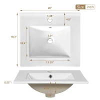 Stylish Bathroom Vanity with Ceramic Sink, Soft-Close Door & Drawer, Space-Saving Cabinet for Compact Washroom, 20'' L x 18.5'' W x 34'' H, Black(m-4)