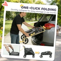 PawHut Dog Stroller for Large Dogs Up to 66 LBS with All-Terrain Spring Suspension, 8-Position Adjustable Handle, Gray(m-5)