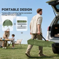 Outsunny Compact Pop Up Portable Folding Outdoor Elevated Camping Cot Tent Combo Set Dark Green(m-6)