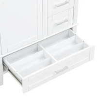 Solid Bathroom Vanity with Single Sink & Built-In Door Shelves, Free-Standing Cabinet with Partitioned Drawer, 30'' L x 18.5'' W x 34'' H, Black(m-13)