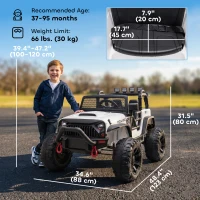 Aosom 12V Battery-powered Kids Electric Ride On Police Car SUV Truck Toy with Parental Remote Control, White(m-3)