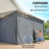 Outsunny 10' x 13' Outdoor Hardtop Pergola Gazebo with Polycarbonate Roof, UV Protection Sun Shelter with Curtains for Garden, Patio and Outdoor Events(m-6)