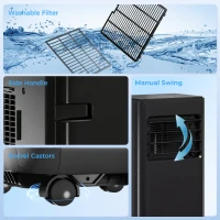 HOMCOM 8000 BTU Portable 4-in-1 Air Conditioner with Cool, Dehumidifier, Fan, Sleep, WiFi Voice Remote Control, Black(m-10)