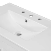 Solid Bathroom Vanity with Single Undermount Ceramic Sink, Freestanding Cabinet for Clutter-Free Bathroom, 30'' L x 18.5'' W x 34'' H, Grey(m-10)
